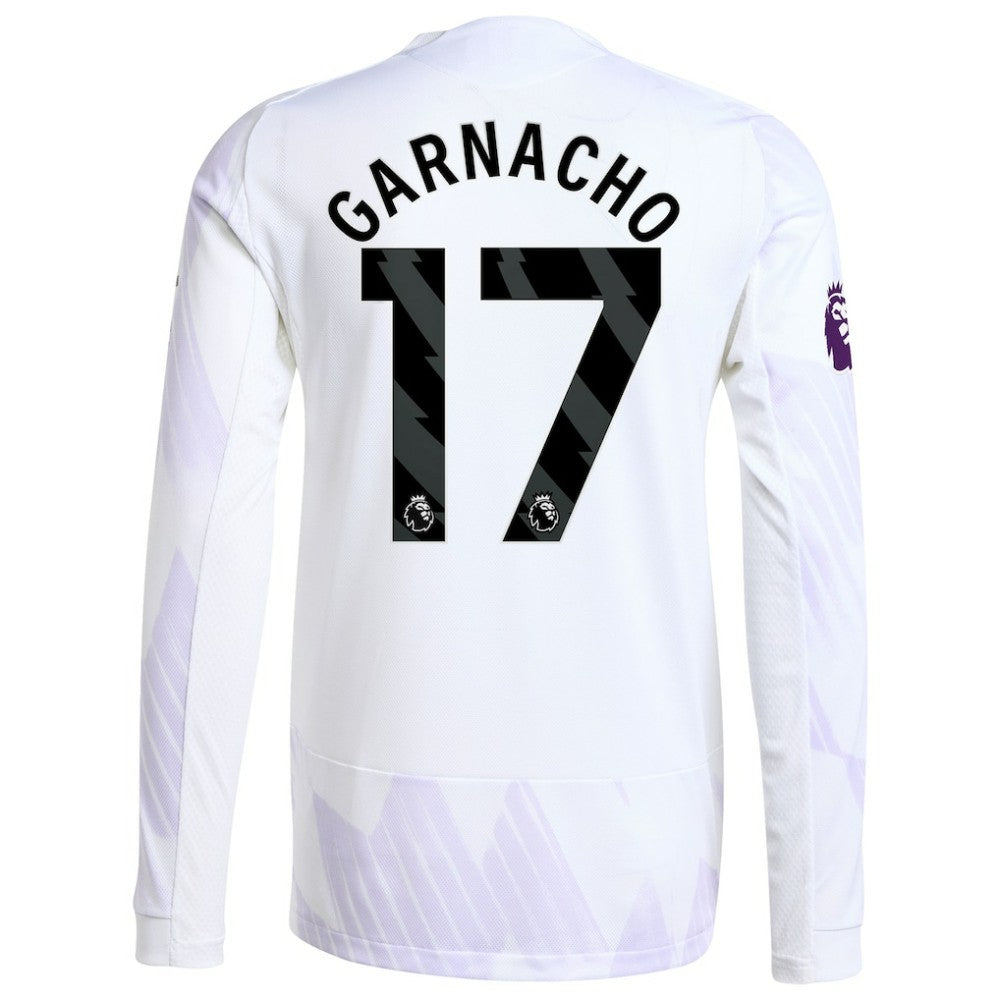 Alejandro Garnacho Manchester United 2025/26 Away Long Sleeve Player Jersey White