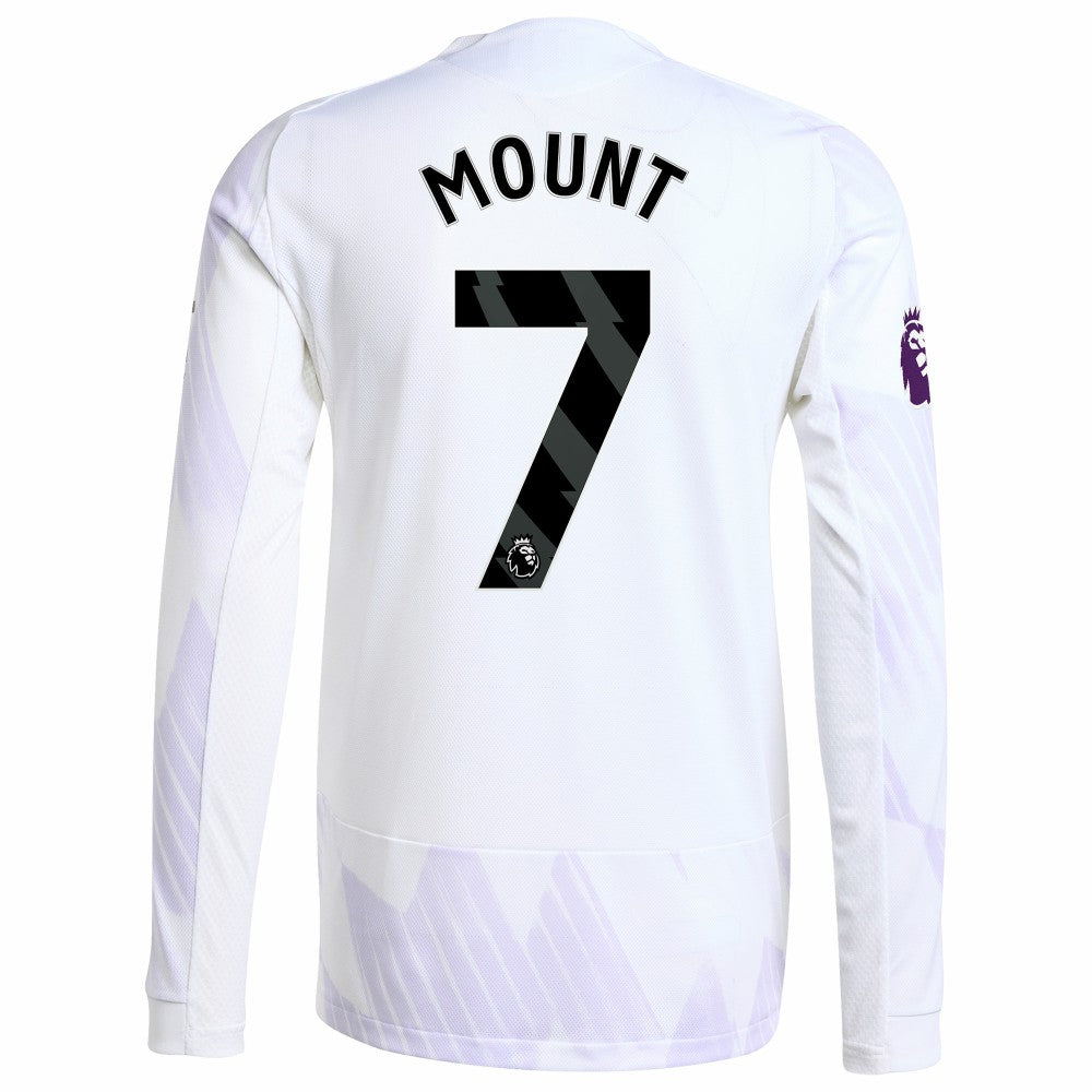 Mason Mount Manchester United 2025/26 Away Long Sleeve Player Jersey White