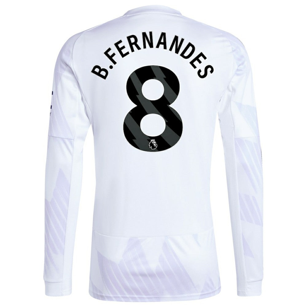 Bruno Fernandes Manchester United 2025/26 Away Replica Long Sleeve Player Jersey White