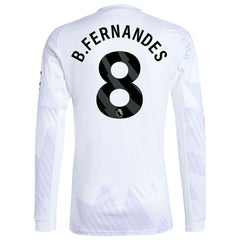 Bruno Fernandes Manchester United 2025/26 Away Replica Long Sleeve Player Jersey White