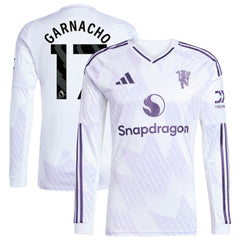 Alejandro Garnacho Manchester United 2025/26 Away Replica Long Sleeve Player Jersey White