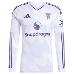 Alejandro Garnacho Manchester United 2025/26 Away Replica Long Sleeve Player Jersey White