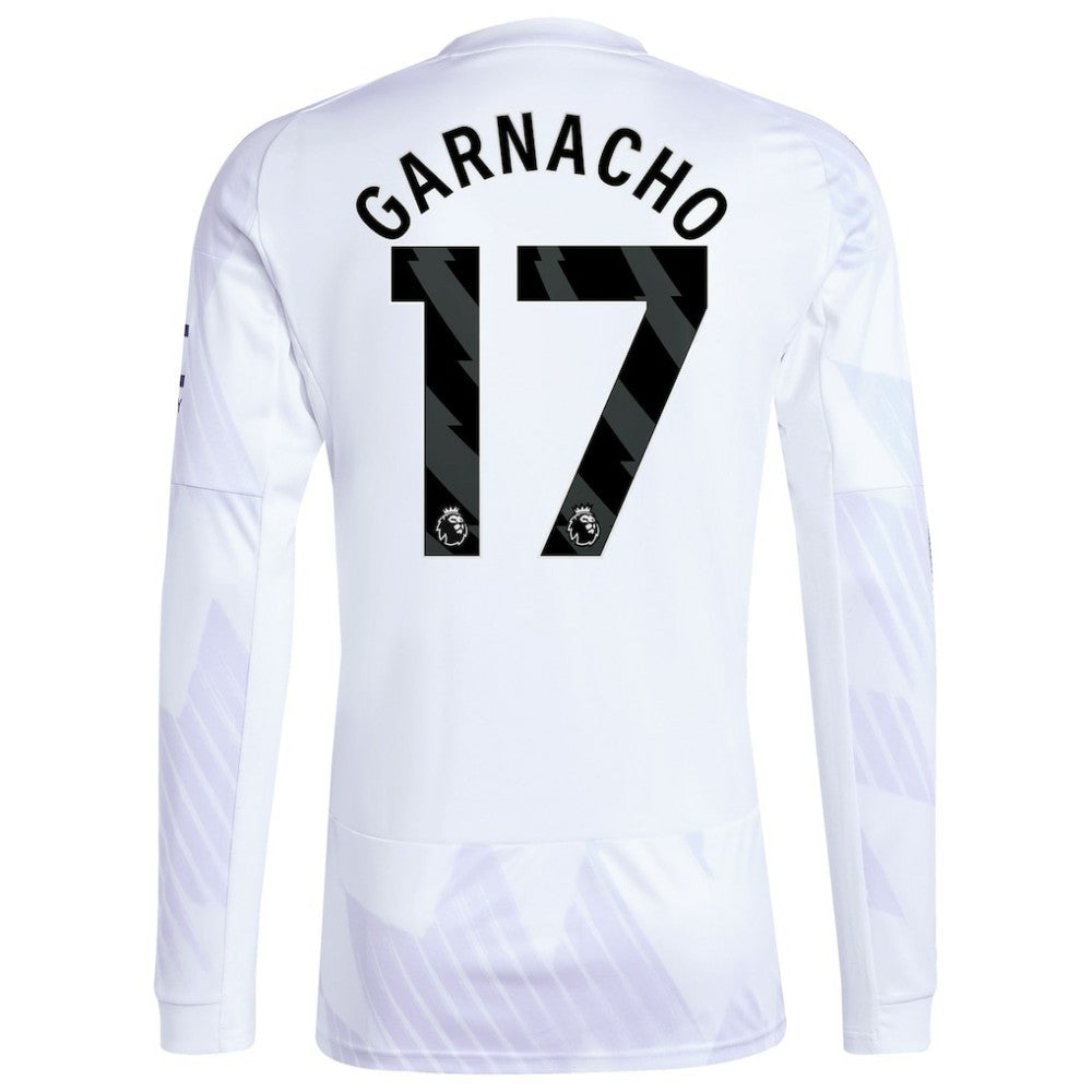 Alejandro Garnacho Manchester United 2025/26 Away Replica Long Sleeve Player Jersey White