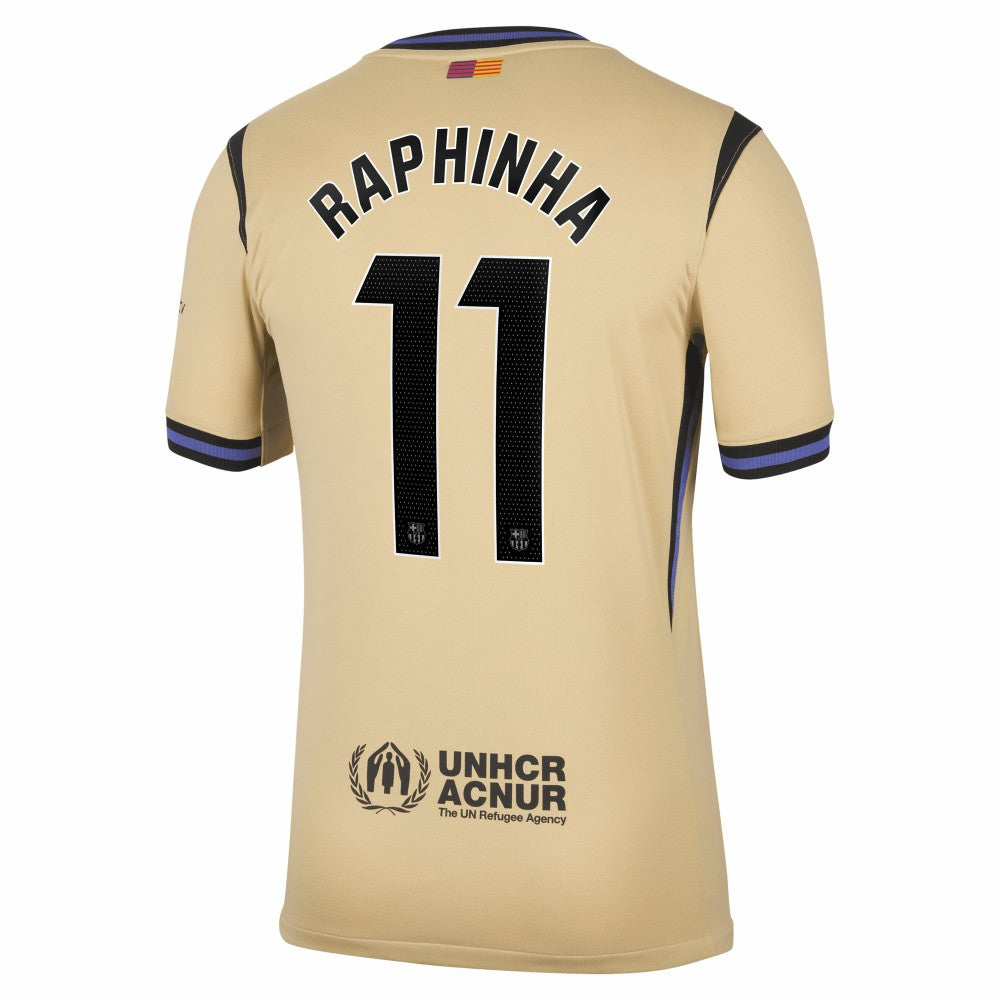 Raphinha Barcelona 2025/26 Away Stadium Replica Jersey Gold