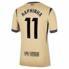 Raphinha Barcelona 2025/26 Away Stadium Replica Jersey Gold