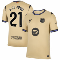 Frenkie de Jong Barcelona 2025/26 Away Stadium Replica Jersey Gold