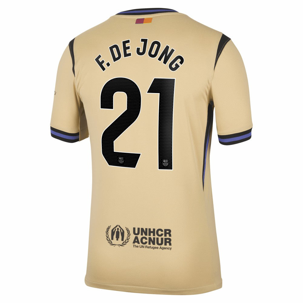 Frenkie de Jong Barcelona 2025/26 Away Stadium Replica Jersey Gold