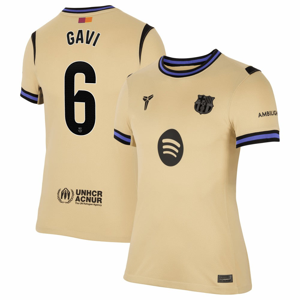 Gavi Barcelona Women's 2025/26 Away Stadium Replica Jersey Gold