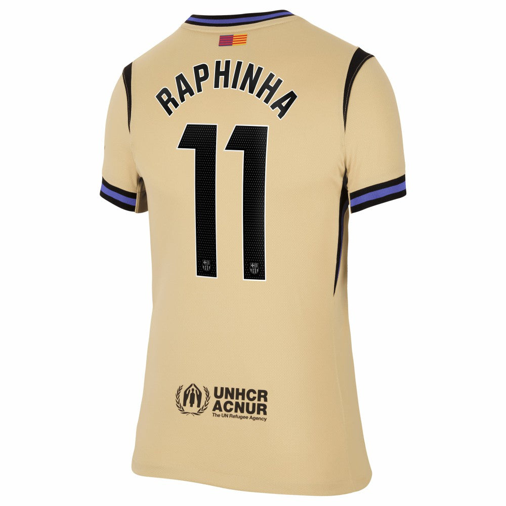 Raphinha Barcelona Women's 2025/26 Away Stadium Replica Jersey Gold