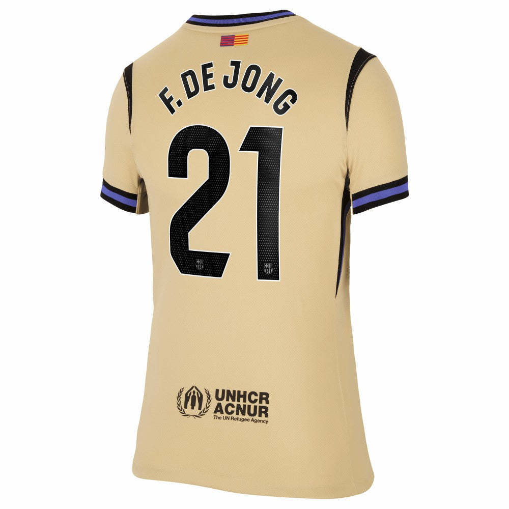 Frenkie de Jong Barcelona Women's 2025/26 Away Stadium Replica Jersey Gold