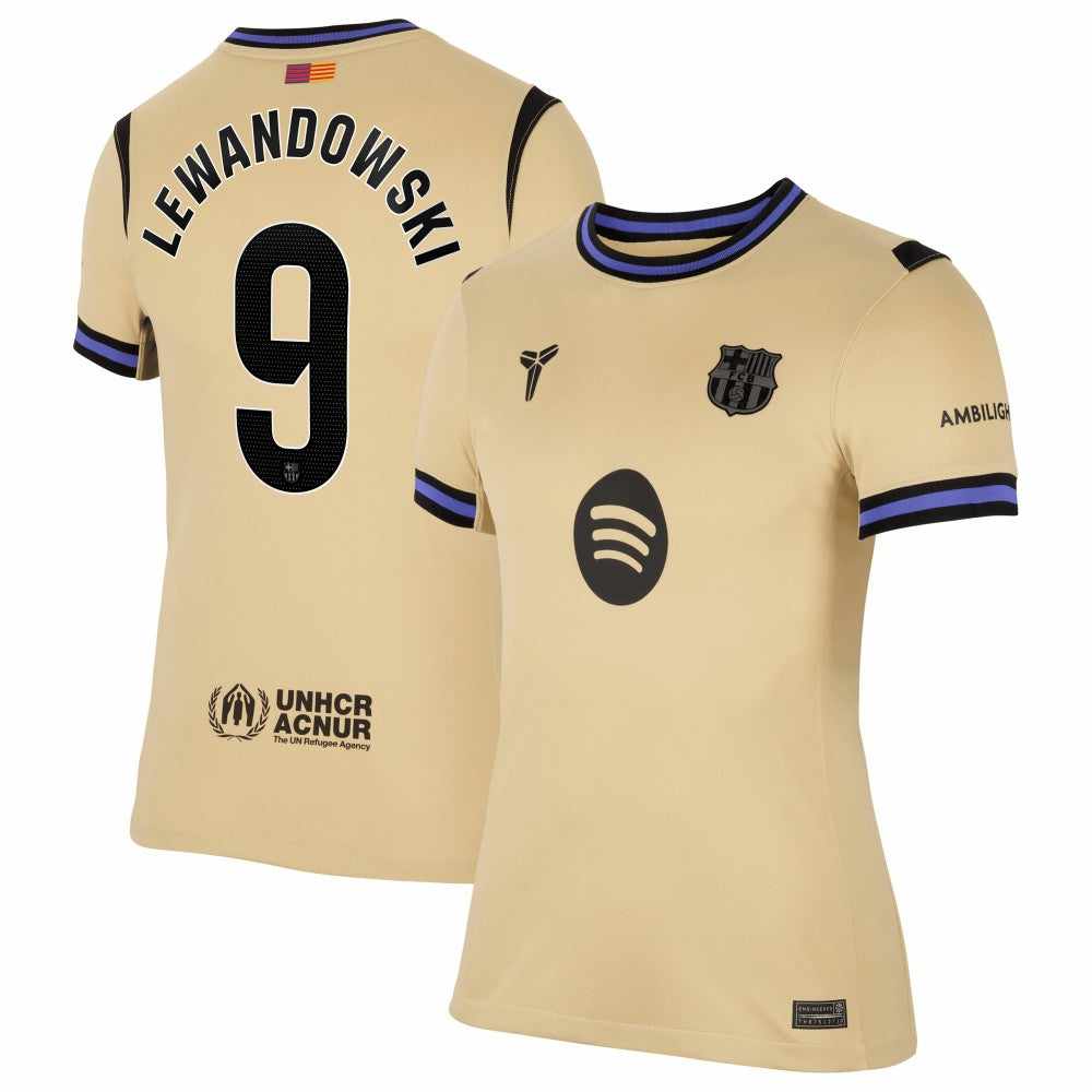 Robert Lewandowski Barcelona Women's 2025/26 Away Stadium Replica Jersey Gold