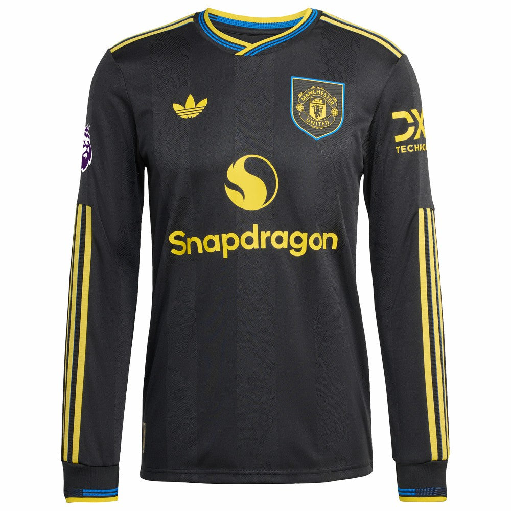 Manchester United 2025/26 Third Long Sleeve Custom Jersey Black