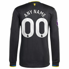 Manchester United 2025/26 Third Long Sleeve Custom Jersey Black