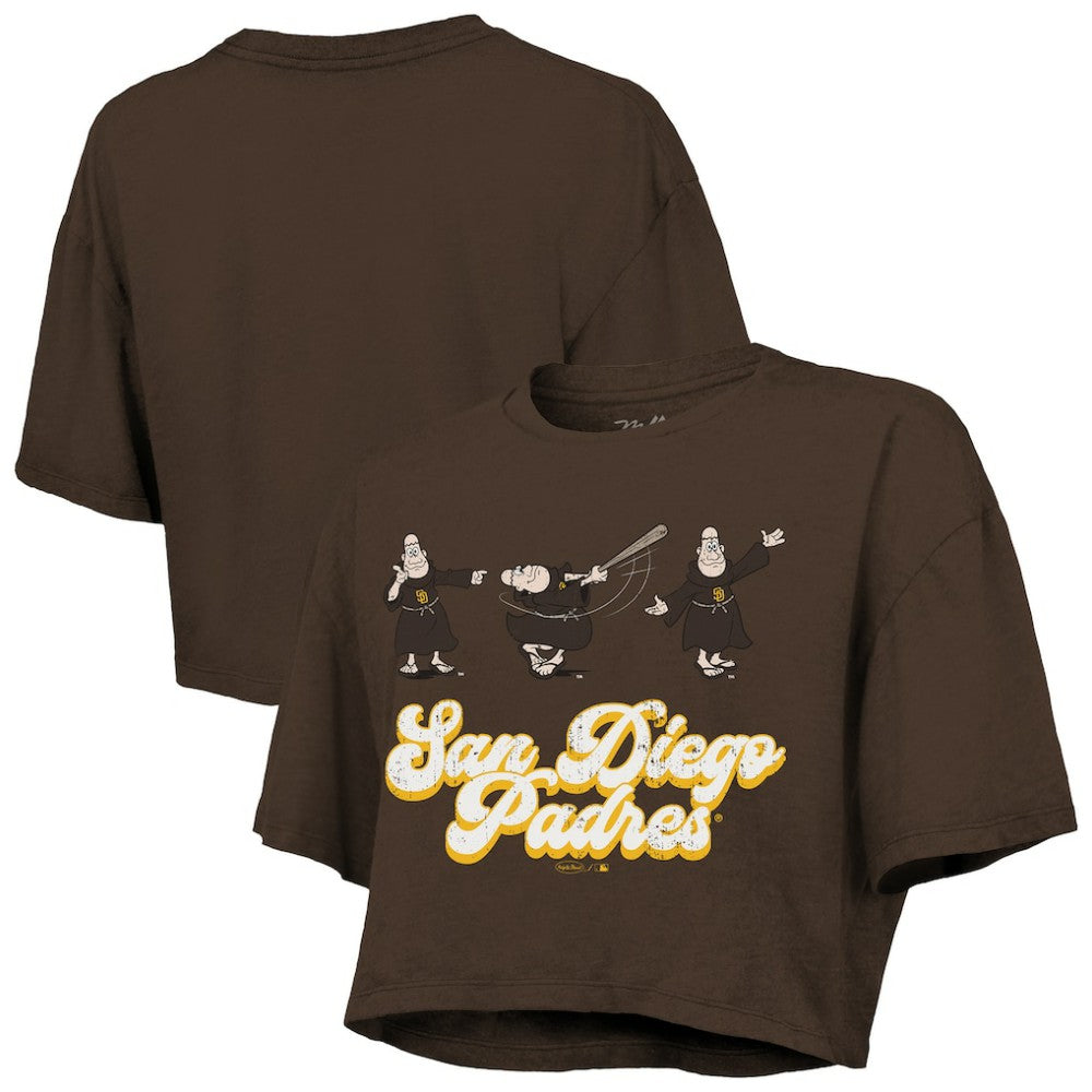 San Diego Padres Majestic Threads Women's Boxy Crop T-Shirt - Brown T-shirts