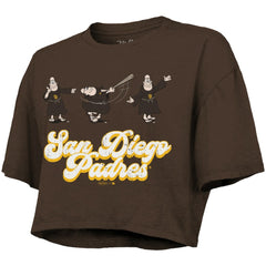 San Diego Padres Majestic Threads Women's Boxy Crop T-Shirt - Brown T-shirts