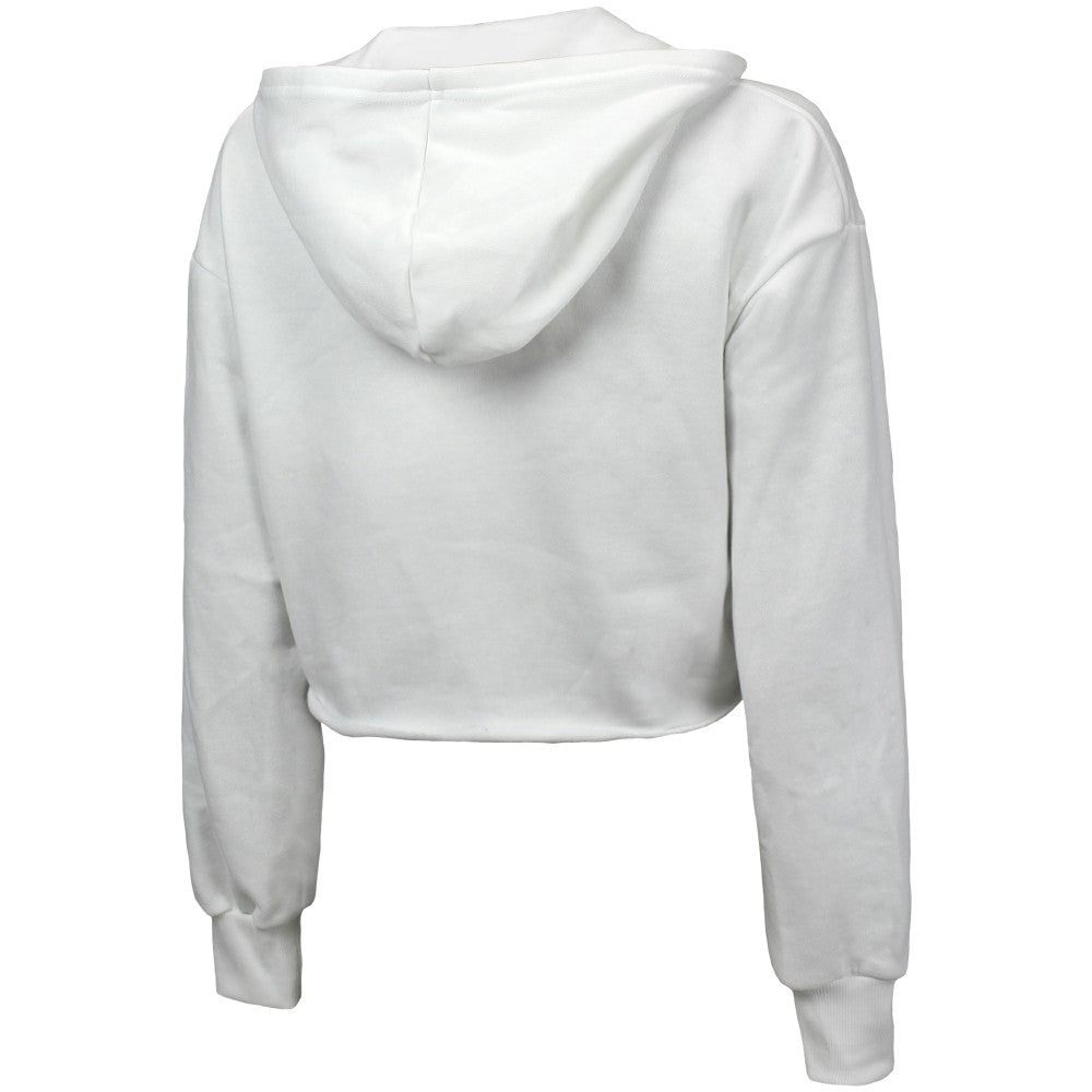 New York Mets Majestic Threads Women's Cropped Have A Field Day Tri-Blend Hoodie - White Hoodies