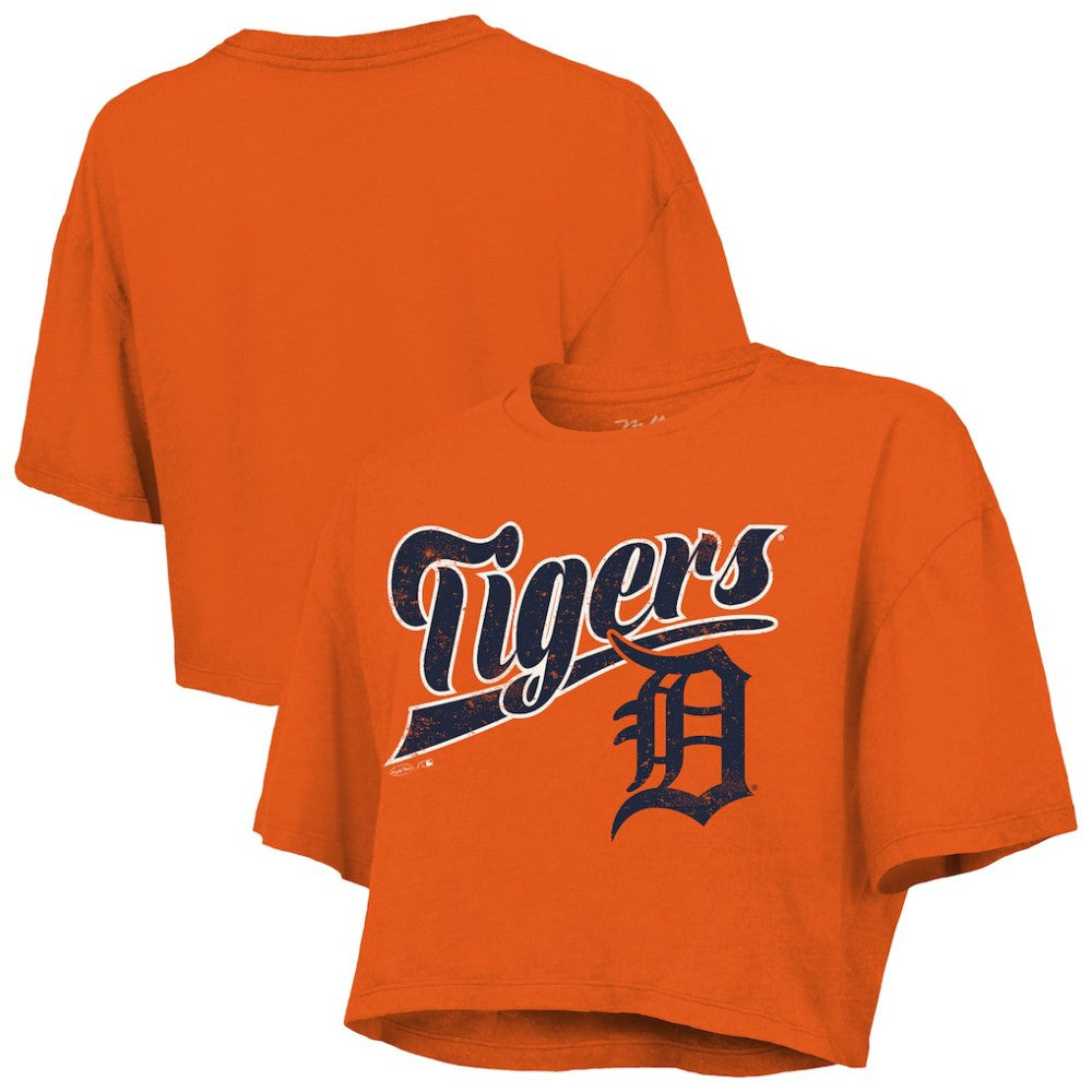 Detroit Tigers Majestic Threads Women's Boxy Crop T-Shirt - Orange T-shirts