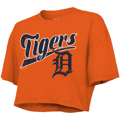 Detroit Tigers Majestic Threads Women's Boxy Crop T-Shirt - Orange T-shirts