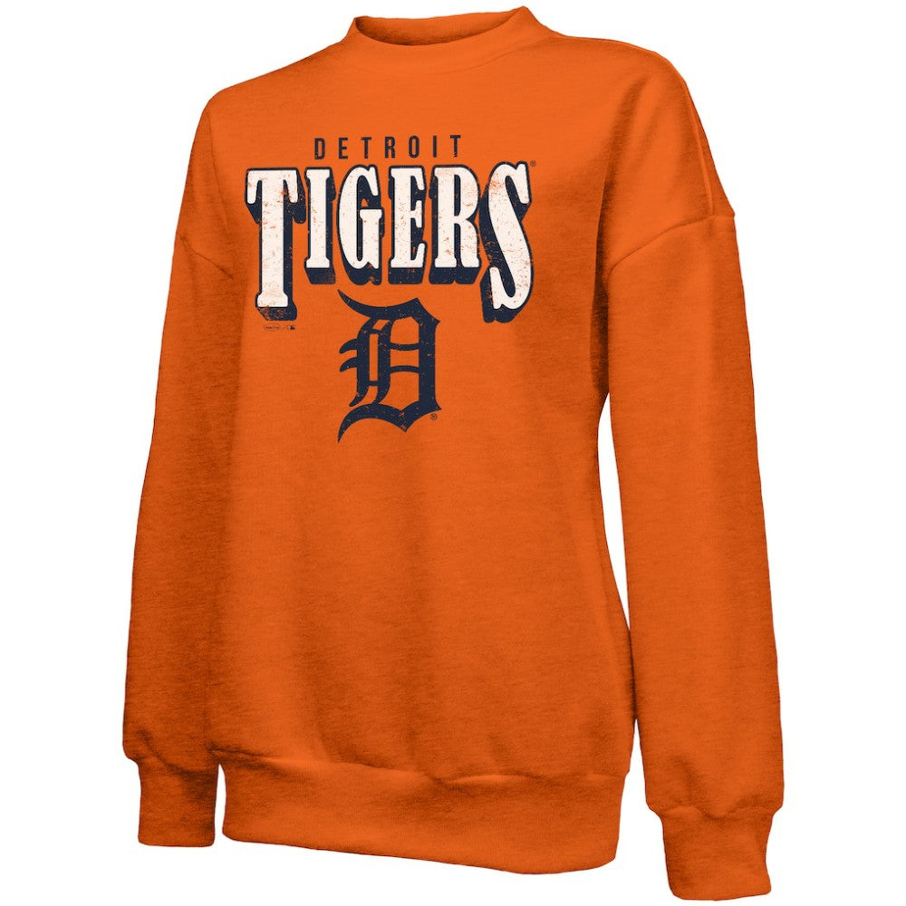 Detroit Tigers Majestic Threads Women's Bernard Classic Tri-Blend Sweatshirt - Orange Sweatshirts