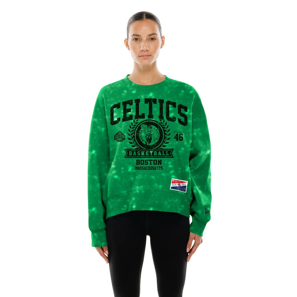 Boston Celtics Women's Throwback Collection Mineral Wash Crewneck Sweatshirt Kelly Green