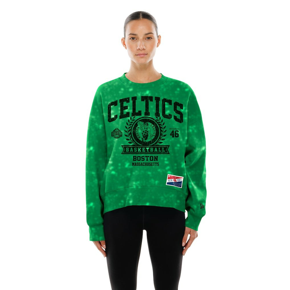 Boston Celtics Women's Throwback Collection Mineral Wash Crewneck Sweatshirt Kelly Green