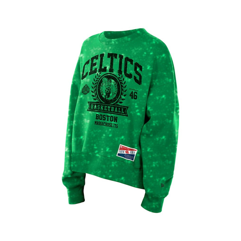 Boston Celtics Women's Throwback Collection Mineral Wash Crewneck Sweatshirt Kelly Green