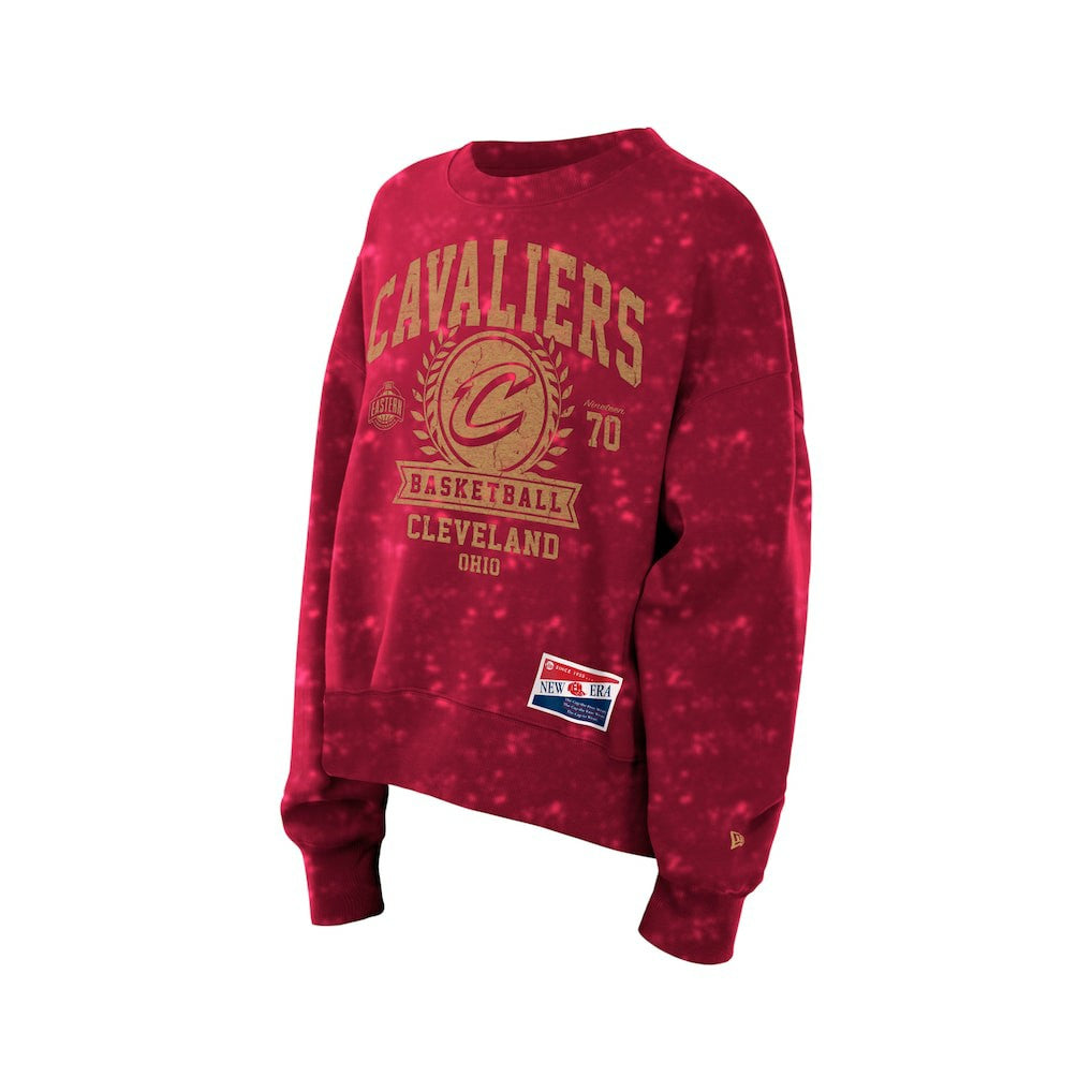 Cleveland Cavaliers Women's Throwback Collection Mineral Wash Crewneck Sweatshirt Wine