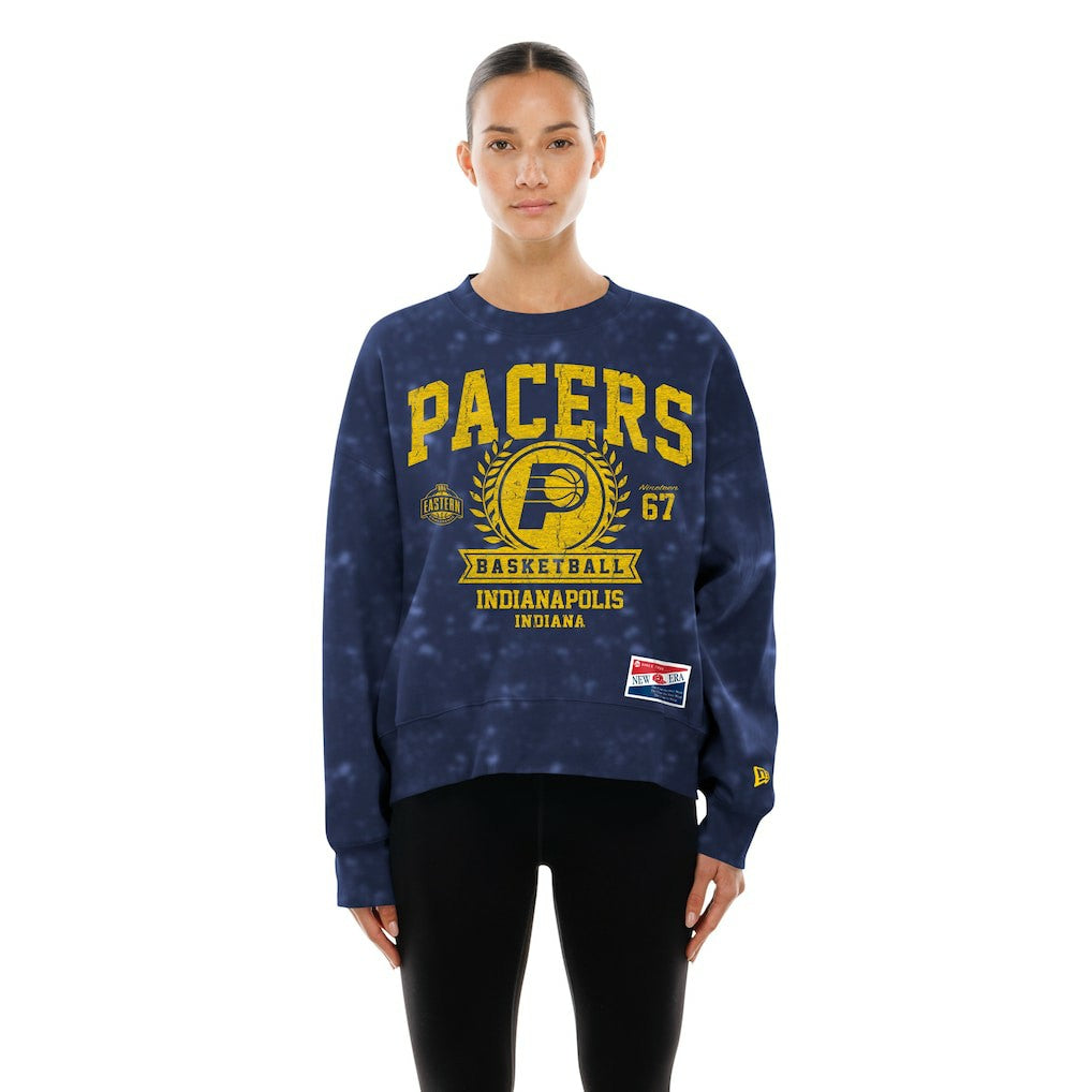 Indiana Pacers Women's Throwback Collection Mineral Wash Crewneck Sweatshirt Navy