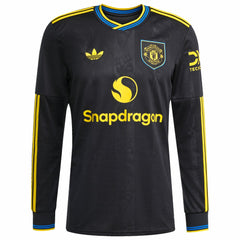 Manchester United 2025/26 Third Replica Long Sleeve Custom Jersey Black