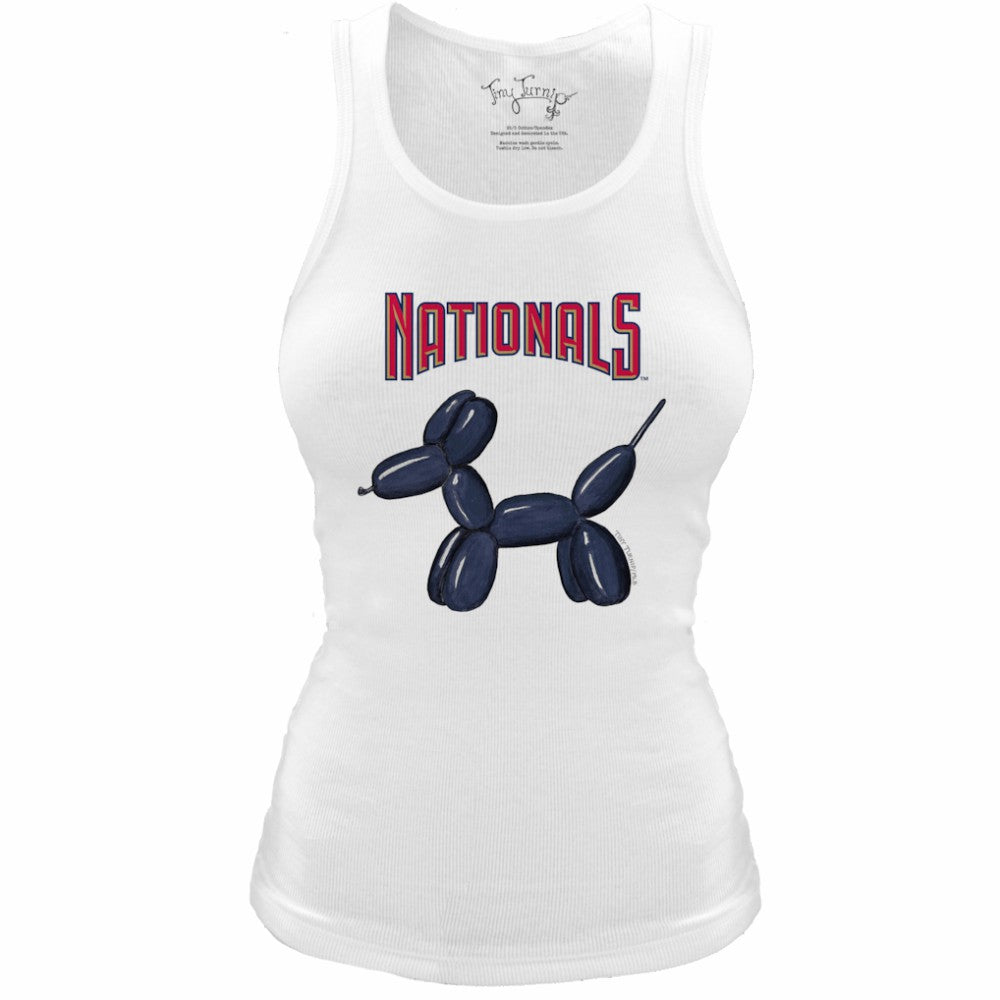 Washington Nationals Tiny Turnip Women's Fitted Balloon Dog Tri-Blend Tank Top - White Tanks