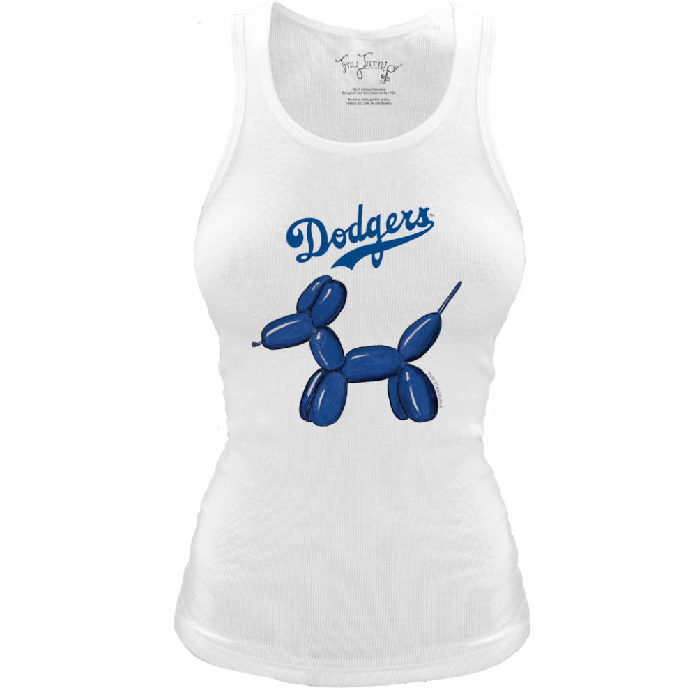 Los Angeles Dodgers Tiny Turnip Women's Fitted Balloon Dog Tri-Blend Tank Top - White Tanks