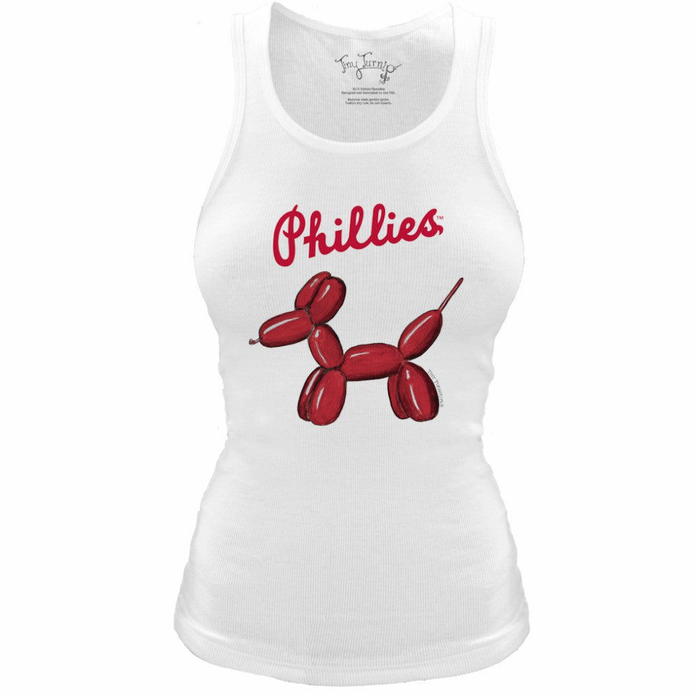 Philadelphia Phillies Tiny Turnip Women's Fitted Balloon Dog Tri-Blend Tank Top - White Tanks
