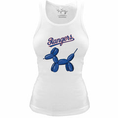 Texas Rangers Tiny Turnip Women's Fitted Balloon Dog Tri-Blend Tank Top - White Tanks