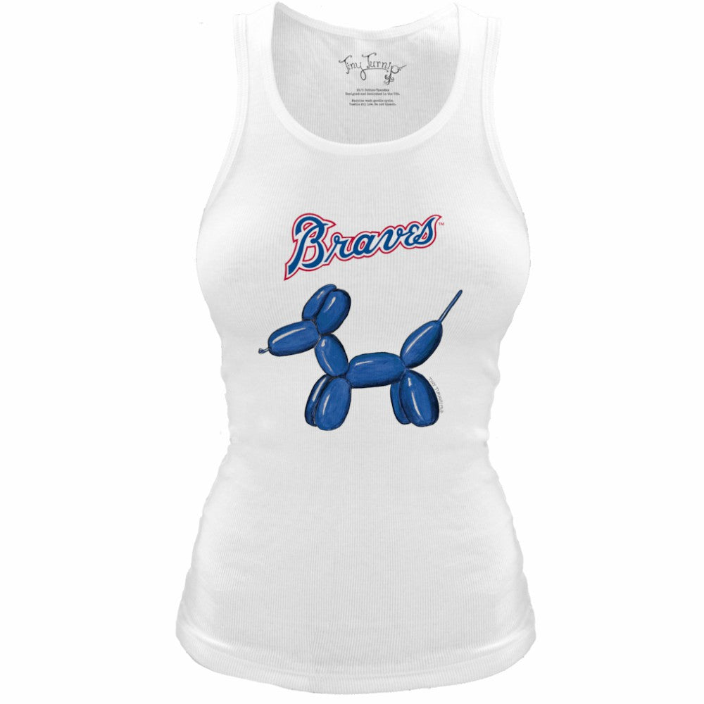 Atlanta Braves Tiny Turnip Women's Fitted Balloon Dog Tri-Blend Tank Top - White Tanks