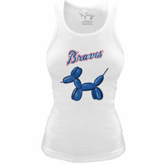 Atlanta Braves Tiny Turnip Women's Fitted Balloon Dog Tri-Blend Tank Top - White Tanks