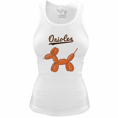 Baltimore Orioles Tiny Turnip Women's Fitted Balloon Dog Tri-Blend Tank Top - White Tanks