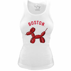 Boston Red Sox Tiny Turnip Women's Fitted Balloon Dog Tri-Blend Tank Top - White Tanks