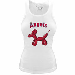 Los Angeles Angels Tiny Turnip Women's Fitted Balloon Dog Tri-Blend Tank Top - White Tanks