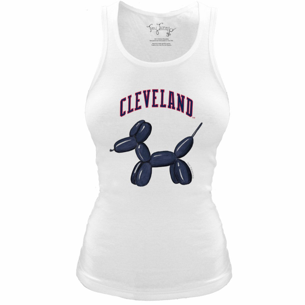 Cleveland Guardians Tiny Turnip Women's Fitted Balloon Dog Tri-Blend Tank Top - White Tanks