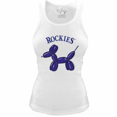 Colorado Rockies Tiny Turnip Women's Fitted Balloon Dog Tri-Blend Tank Top - White Tanks