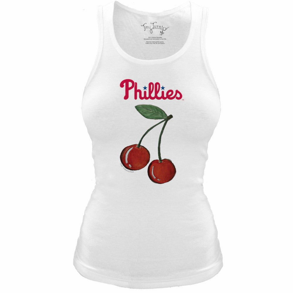 Philadelphia Phillies Tiny Turnip Women's Fitted Cherries Tri-Blend Tank Top - White Tanks
