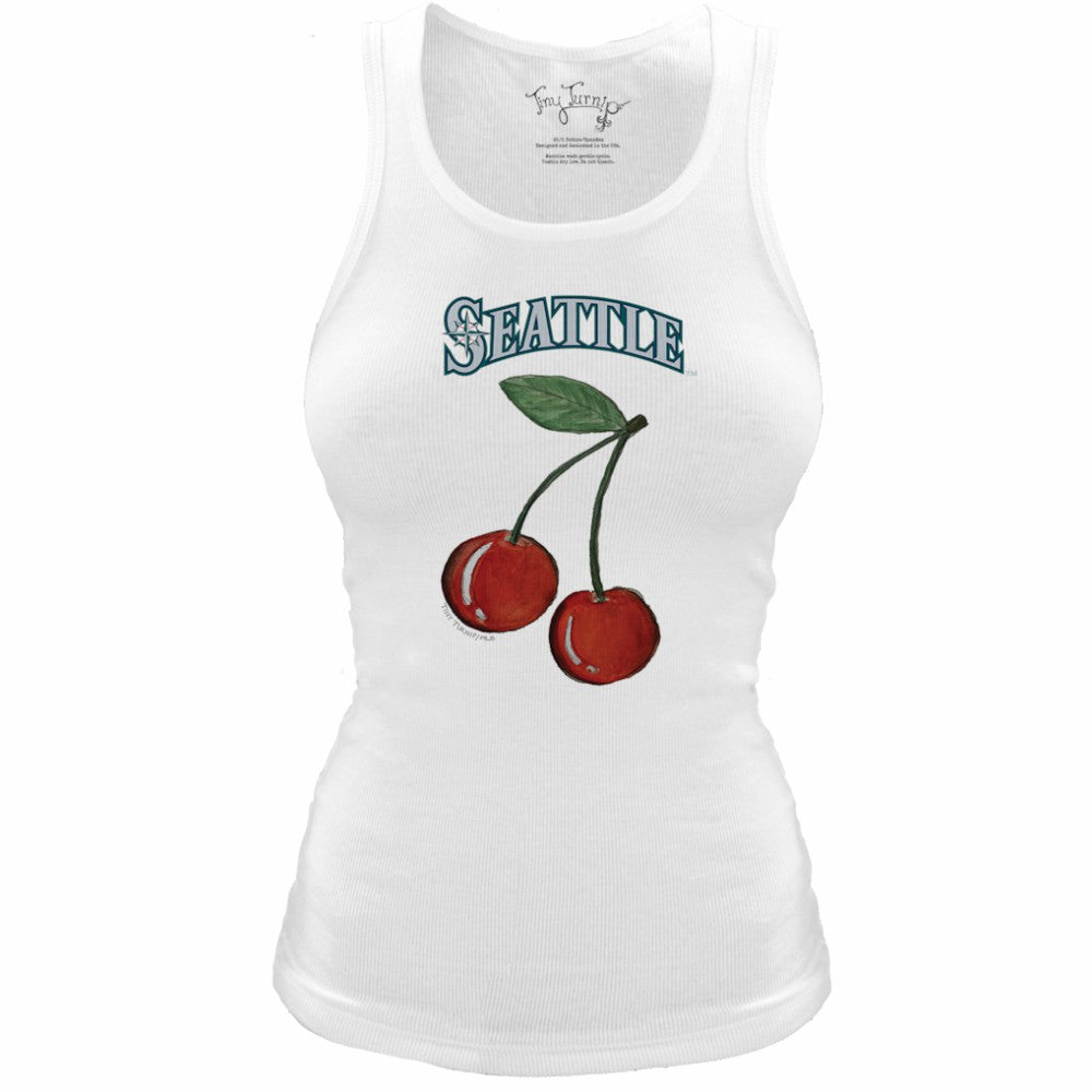 Seattle Mariners Tiny Turnip Women's Fitted Cherries Tri-Blend Tank Top - White Tanks