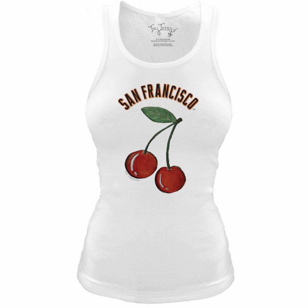San Francisco Giants Tiny Turnip Women's Fitted Cherries Tri-Blend Tank Top - White Tanks