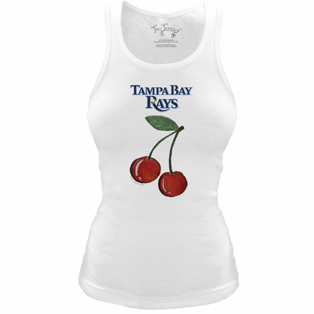 Tampa Bay Rays Tiny Turnip Women's Fitted Cherries Tri-Blend Tank Top - White Tanks