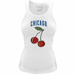 Chicago Cubs Tiny Turnip Women's Fitted Cherries Tri-Blend Tank Top - White Tanks
