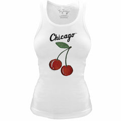 Chicago White Sox Tiny Turnip Women's Fitted Cherries Tri-Blend Tank Top - White Tanks