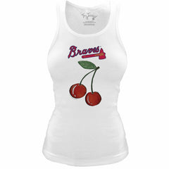 Atlanta Braves Tiny Turnip Women's Fitted Cherries Tri-Blend Tank Top - White Tanks