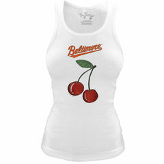 Baltimore Orioles Tiny Turnip Women's Fitted Cherries Tri-Blend Tank Top - White Tanks