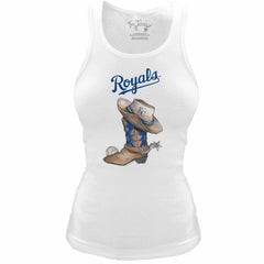Kansas City Royals Tiny Turnip Women's Fitted Vintage Cowboy Boot Tri-Blend Tank Top - White Tanks