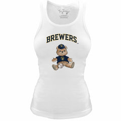 Milwaukee Brewers Tiny Turnip Women's Fitted Teddy Bear Tri-Blend Tank Top - White Tanks